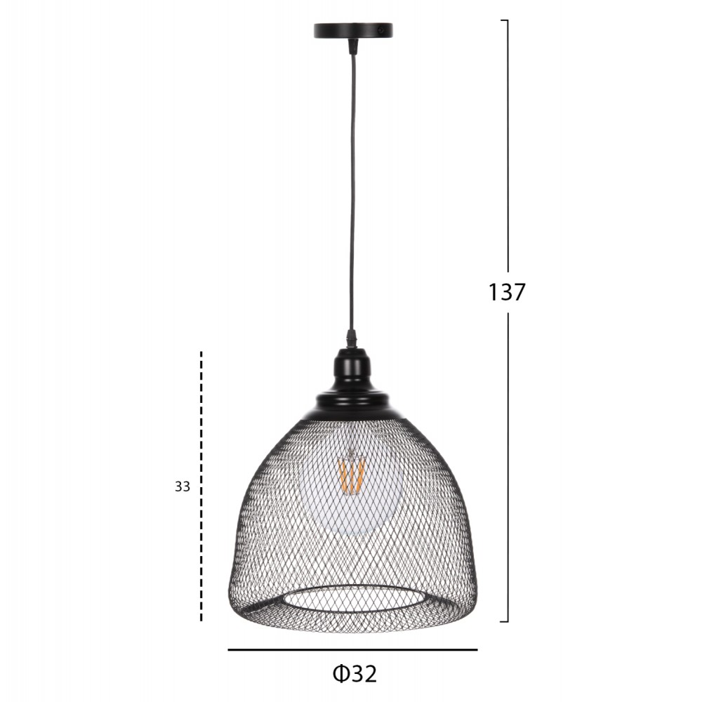 Φωτιστικό οροφής μονόφωτο από μέταλλο σε χρώμα μαύρο Φ32x137