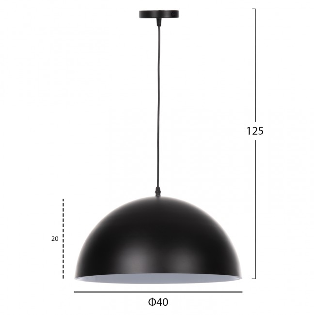 Φωτιστικό οροφής μονόφωτο από μέταλλο σε χρώμα μαύρο Φ40x125