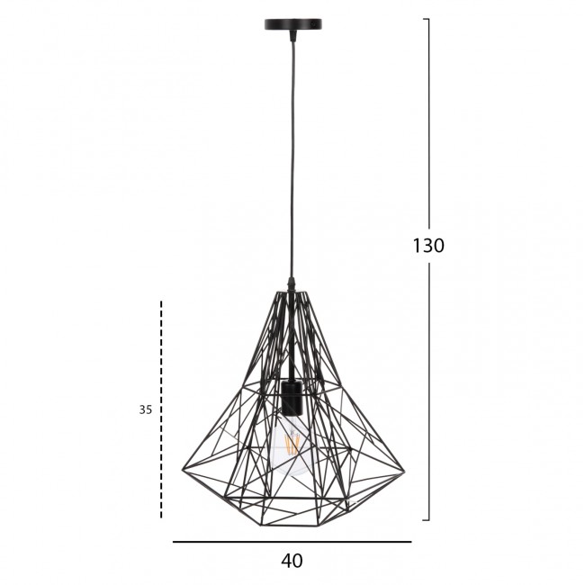 Φωτιστικό οροφής μονόφωτο από μέταλλο σε χρώμα μαύρο 40x35x130