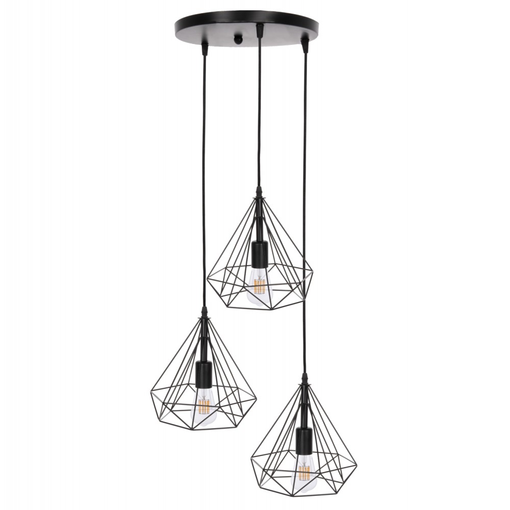 Φωτιστικό οροφής τρίφωτο από μέταλλο σε χρώμα μαύρο 25x22x123