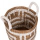 Σετ καλάθια 2τμχ από ψάθα σε χρώμα φυσικό/λευκό Φ36x32-40