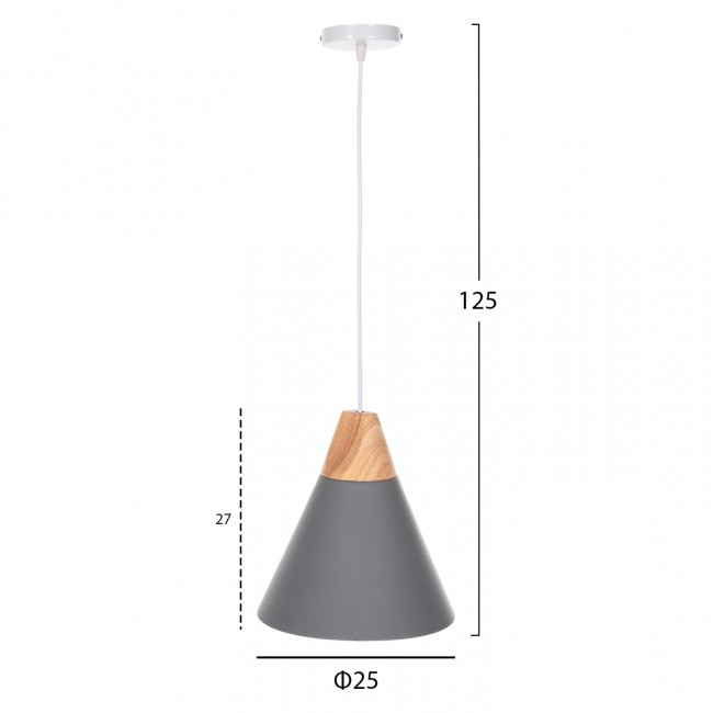 Φωτιστικό οροφής μονόφωτο από μέταλλο σε χρώμα γκρι Φ25x125