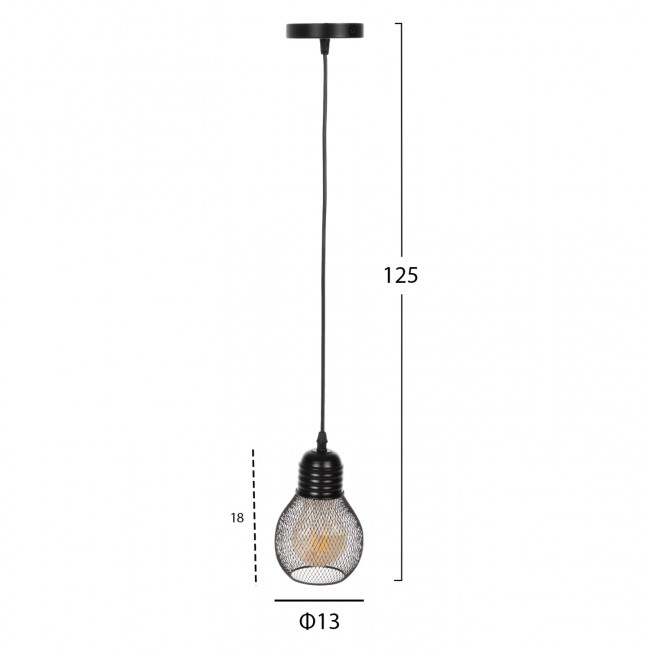 Φωτιστικό οροφής μονόφωτο από μέταλλο σε χρώμα μαύρο Φ13x125