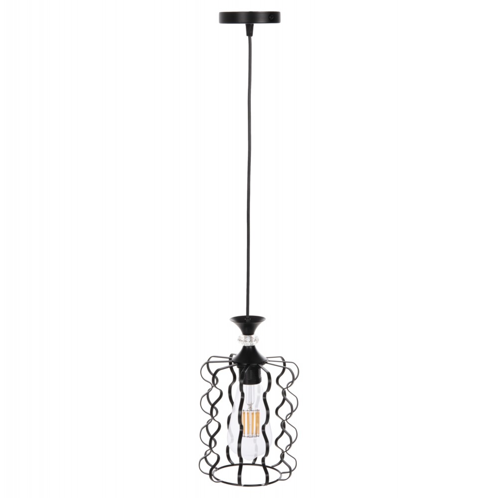 Φωτιστικό οροφής μονόφωτο από μέταλλο σε χρώμα μαύρο Φ17x130