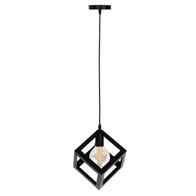 Φωτιστικό οροφής μονόφωτο από μέταλλο σε χρώμα μαύρο 16x16x132