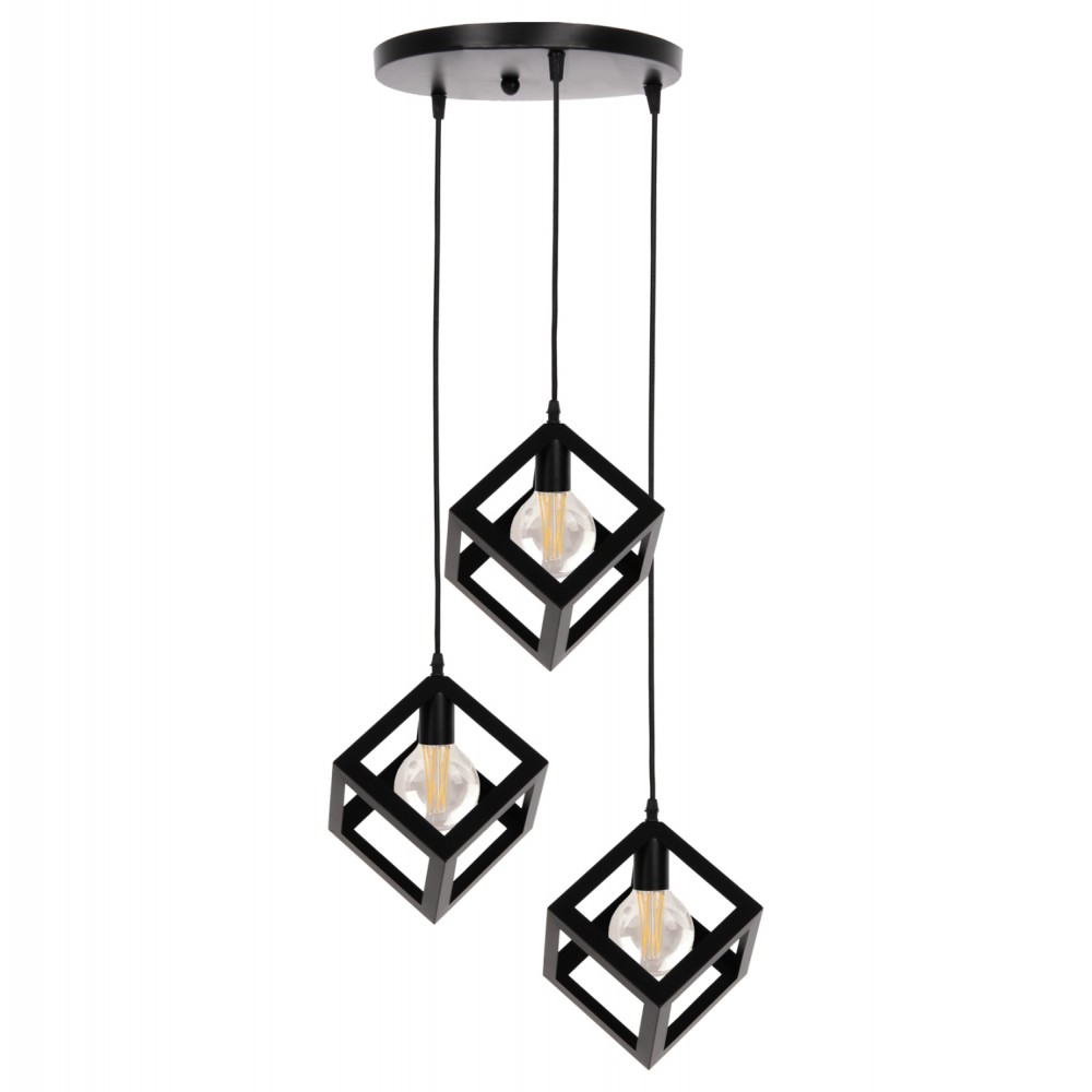 Φωτιστικό οροφής τρίφωτο από μέταλλο σε χρώμα μαύρο Φ23x122