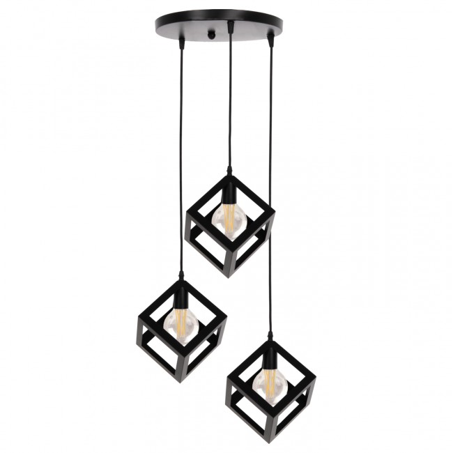 Φωτιστικό οροφής τρίφωτο από μέταλλο σε χρώμα μαύρο Φ23x122