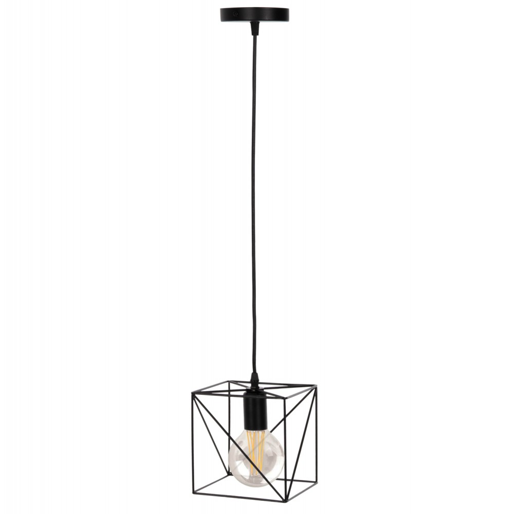 Φωτιστικό οροφής μονόφωτο από μέταλλο σε χρώμα μαύρο 16x16x123