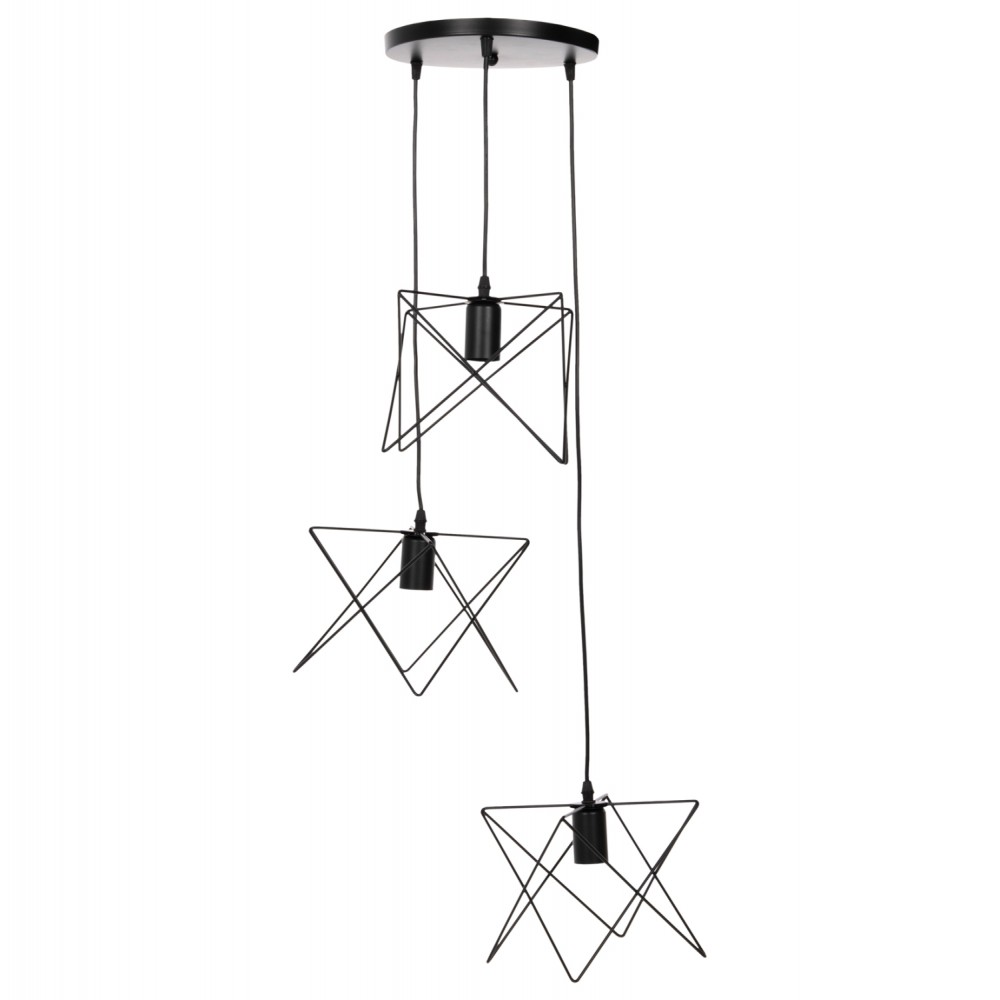 Φωτιστικό οροφής τρίφωτο από μέταλλο σε χρώμα μαύρο Φ23x122