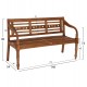 Παγκάκι εξωτερικού χώρου από ξύλο σε φυσικό χρώμα 148x54x90