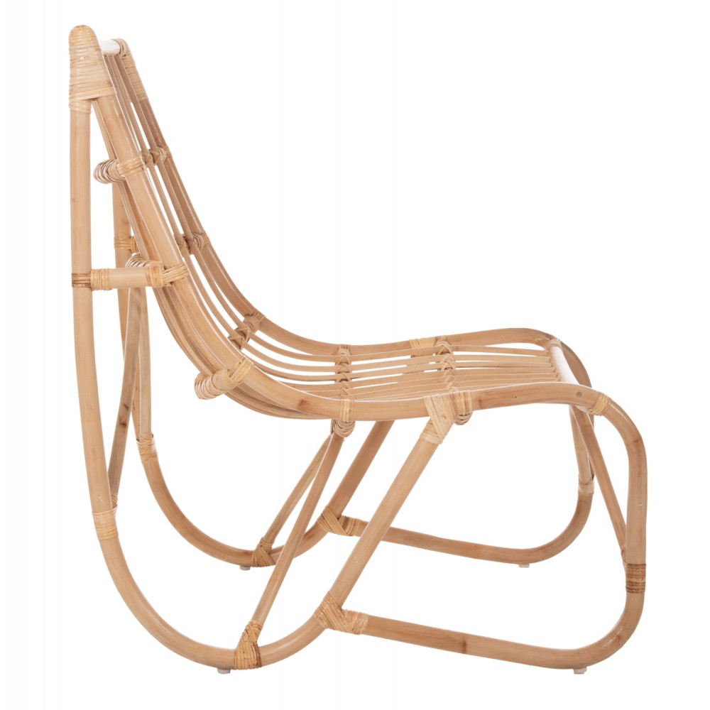 Πολυθρόνα "GRINN" από ξύλο/ραττάν σε φυσικό χρώμα 60x85x93