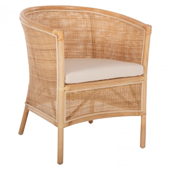Πολυθρόνα "APRON" από ραττάν σε φυσικό/λευκό χρώμα 75x70x85