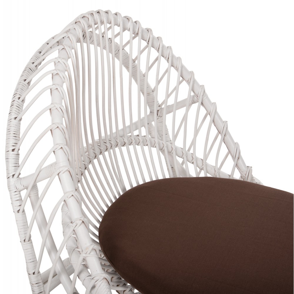 Πολυθρόνα "ENTROPY" από ραττάν σε λευκό/καφέ χρώμα 80x97x85