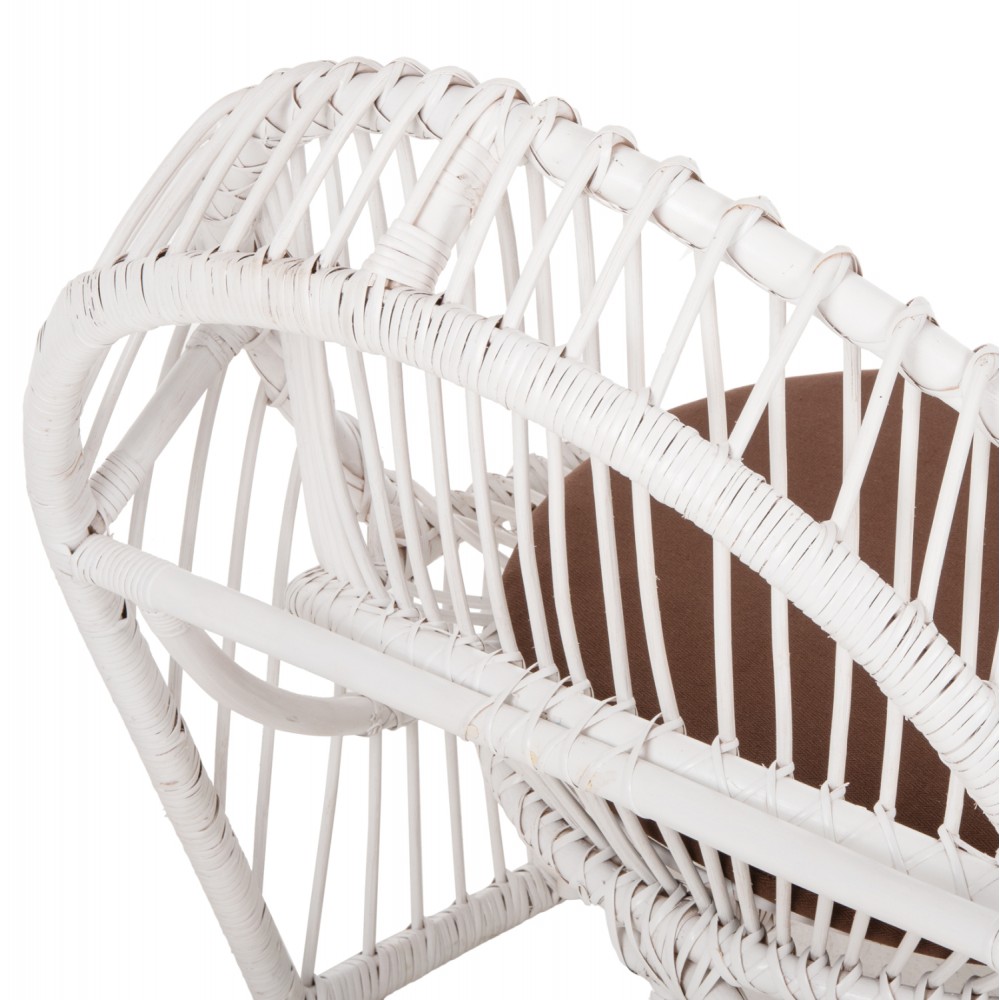 Πολυθρόνα "ENTROPY" από ραττάν σε λευκό/καφέ χρώμα 80x97x85