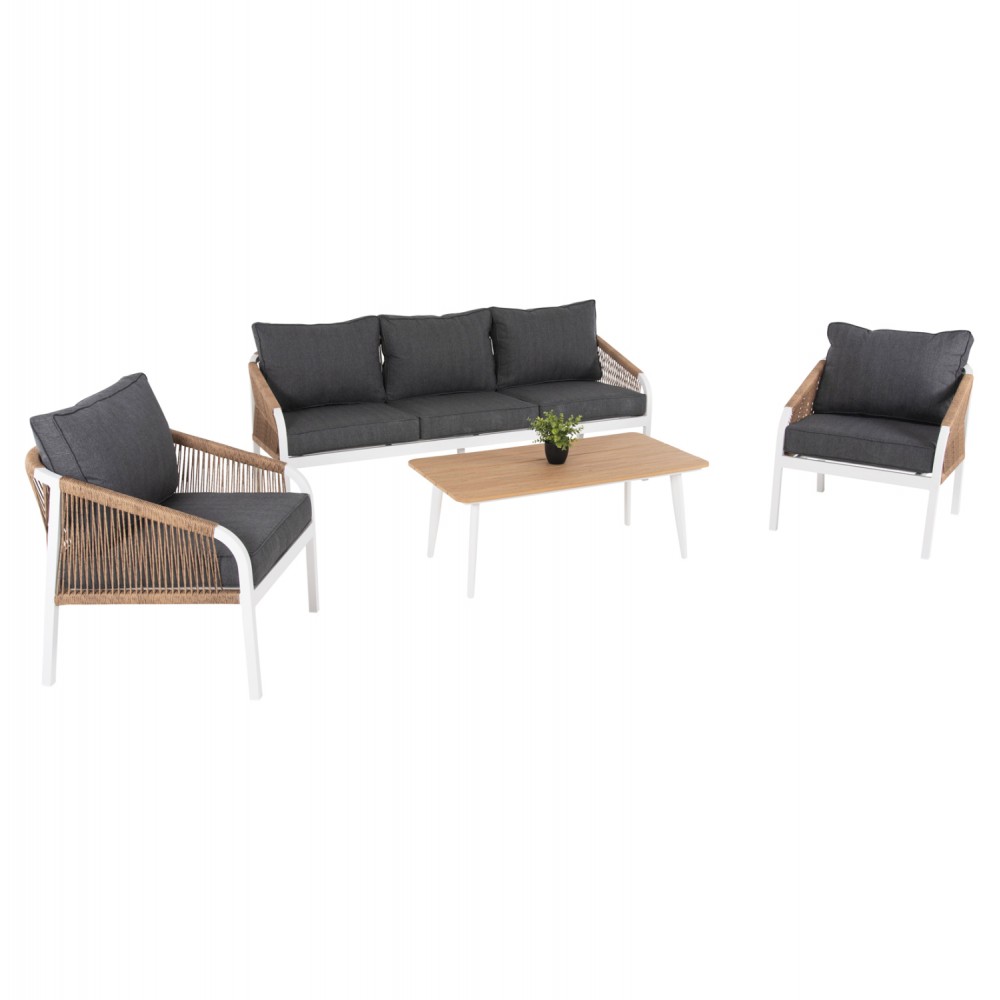 Σετ εξωτερικού χώρου "MAERLY" από αλουμίνιο σε λευκό/ανθρακί χρώμα 188.5x73x86