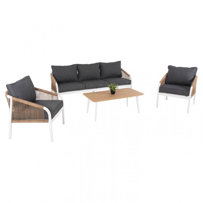 Σετ εξωτερικού χώρου "MAERLY" από αλουμίνιο σε λευκό/ανθρακί χρώμα 188.5x73x86