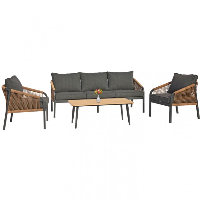 Σετ εξωτερικού χώρου "DRIMM" από αλουμίνιο σε ανθρακί χρώμα 190x75x82