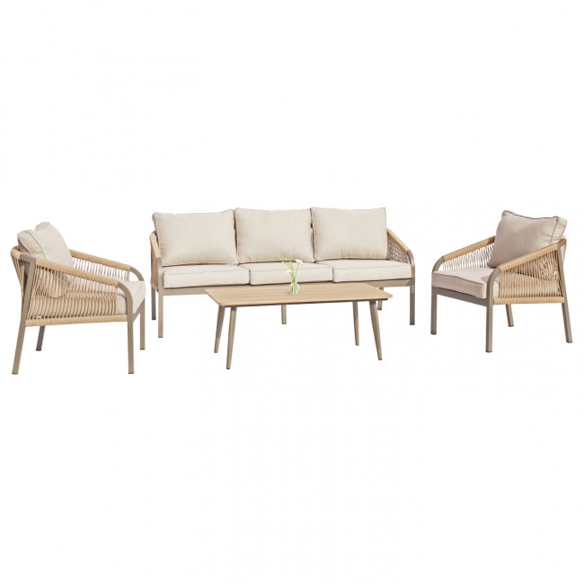 Σετ εξωτερικού χώρου "DRIMM" από αλουμίνιο σε μπεζ χρώμα 190x75x82