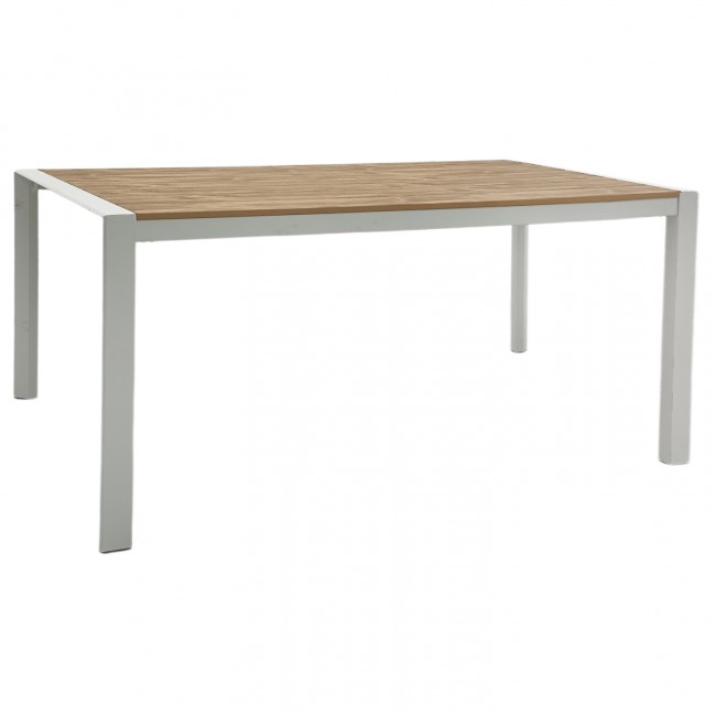 Τραπέζι "GOYA" από αλουμίνιο/polywood σε λευκό/φυσικό χρώμα 160x80x75