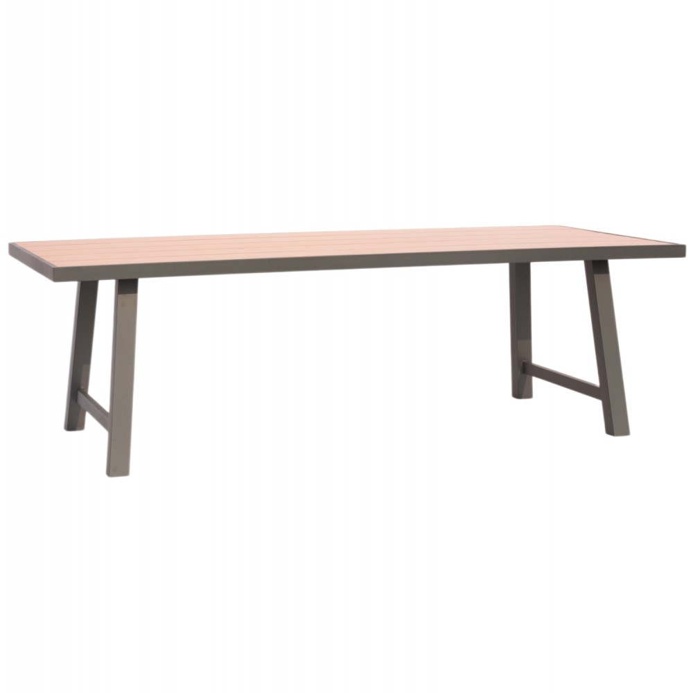 Τραπέζι "GOBAR" από αλουμίνιο σε ανθρακί/μπεζ χρώμα 240x105x75