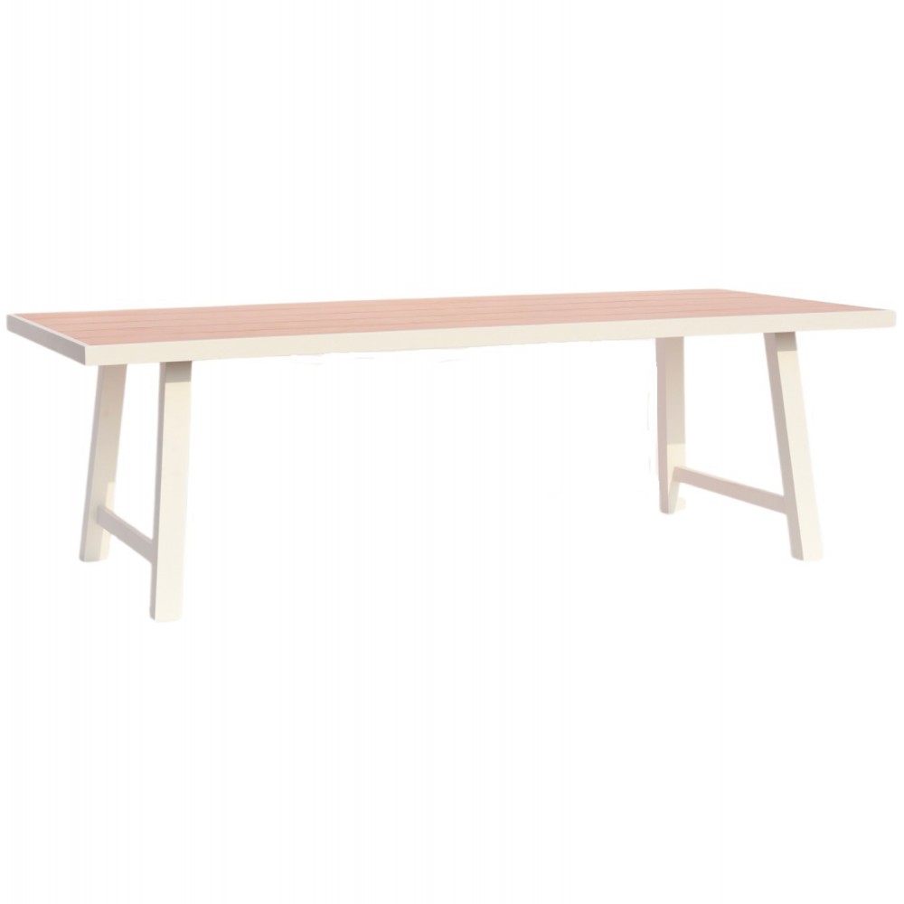 Τραπέζι "GOBAR" από αλουμίνιο σε λευκό/μπεζ χρώμα 240x105x75