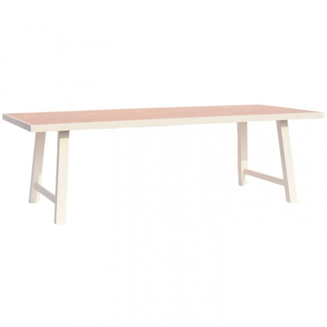 Τραπέζι "GOBAR" από αλουμίνιο σε λευκό/μπεζ χρώμα 240x105x75