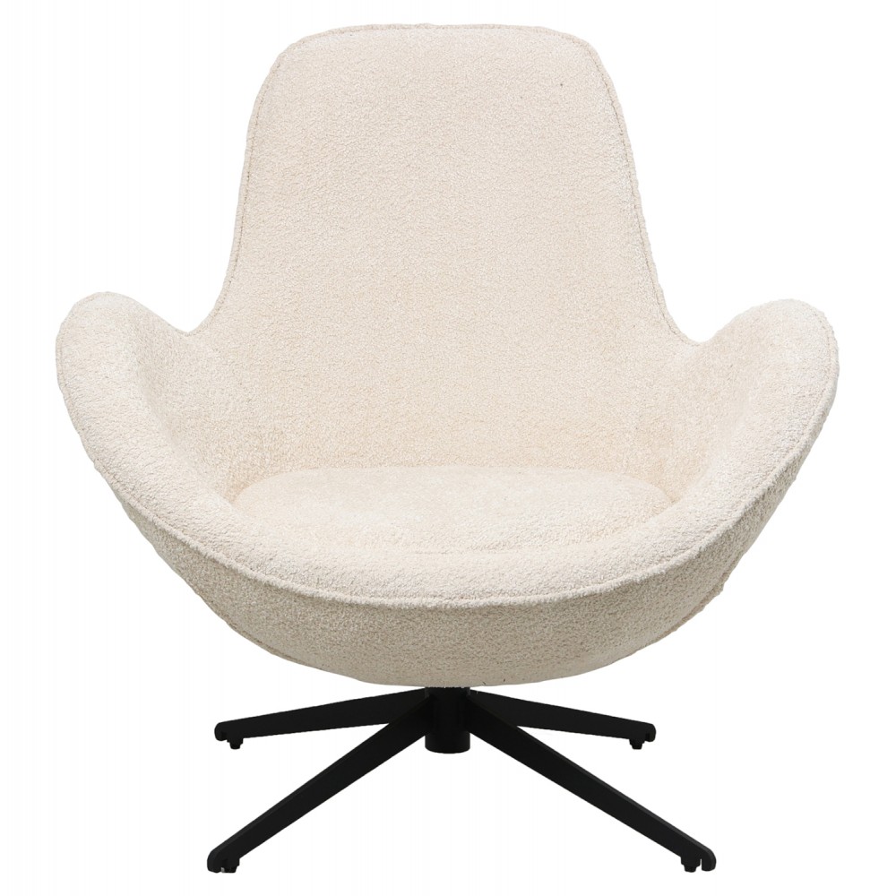 Πολυθρόνα περιστρεφόμενη "BRYNN" από ύφασμα μπουκλέ σε χρώμα εκρού 86x76x87
