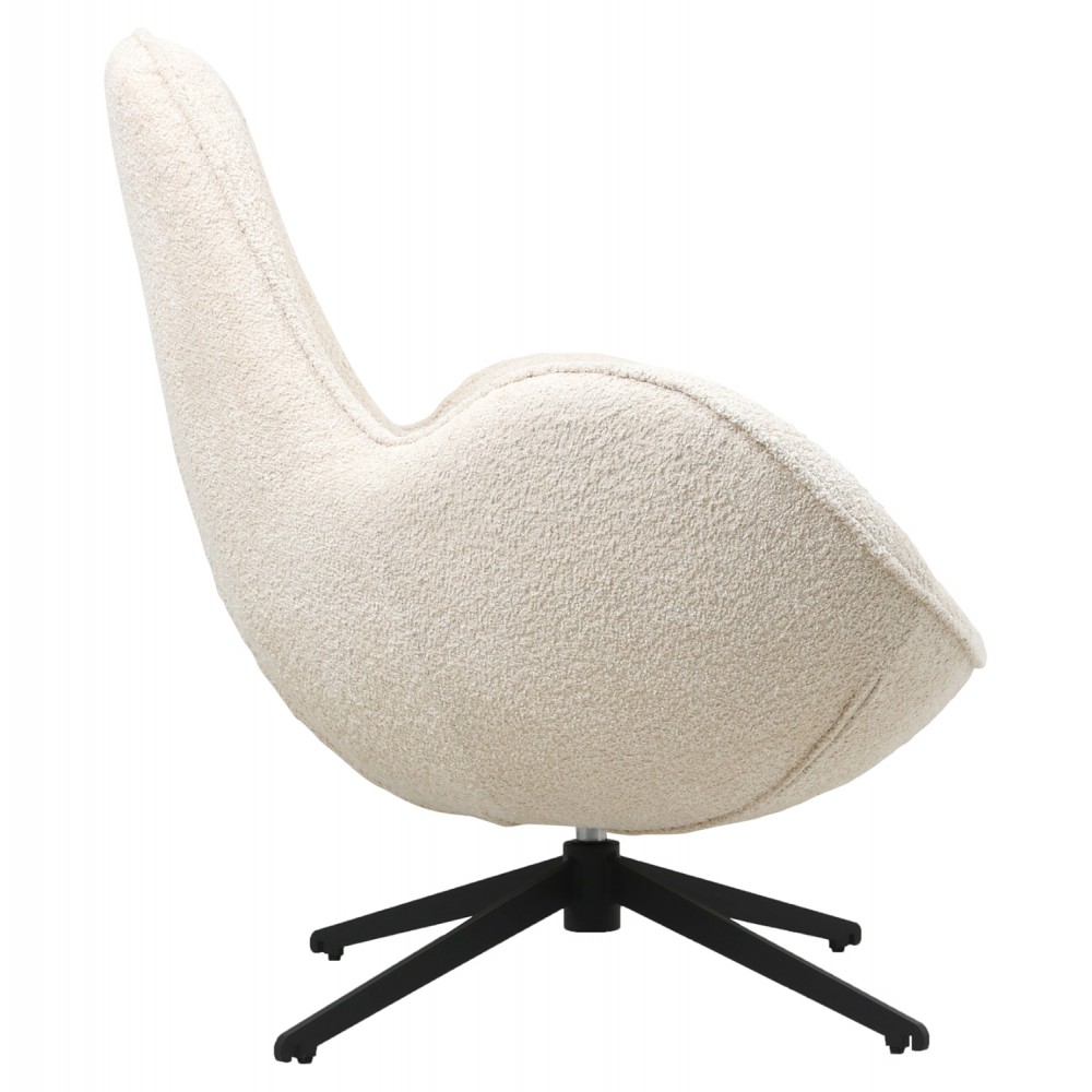 Πολυθρόνα περιστρεφόμενη "BRYNN" από ύφασμα μπουκλέ σε χρώμα εκρού 86x76x87