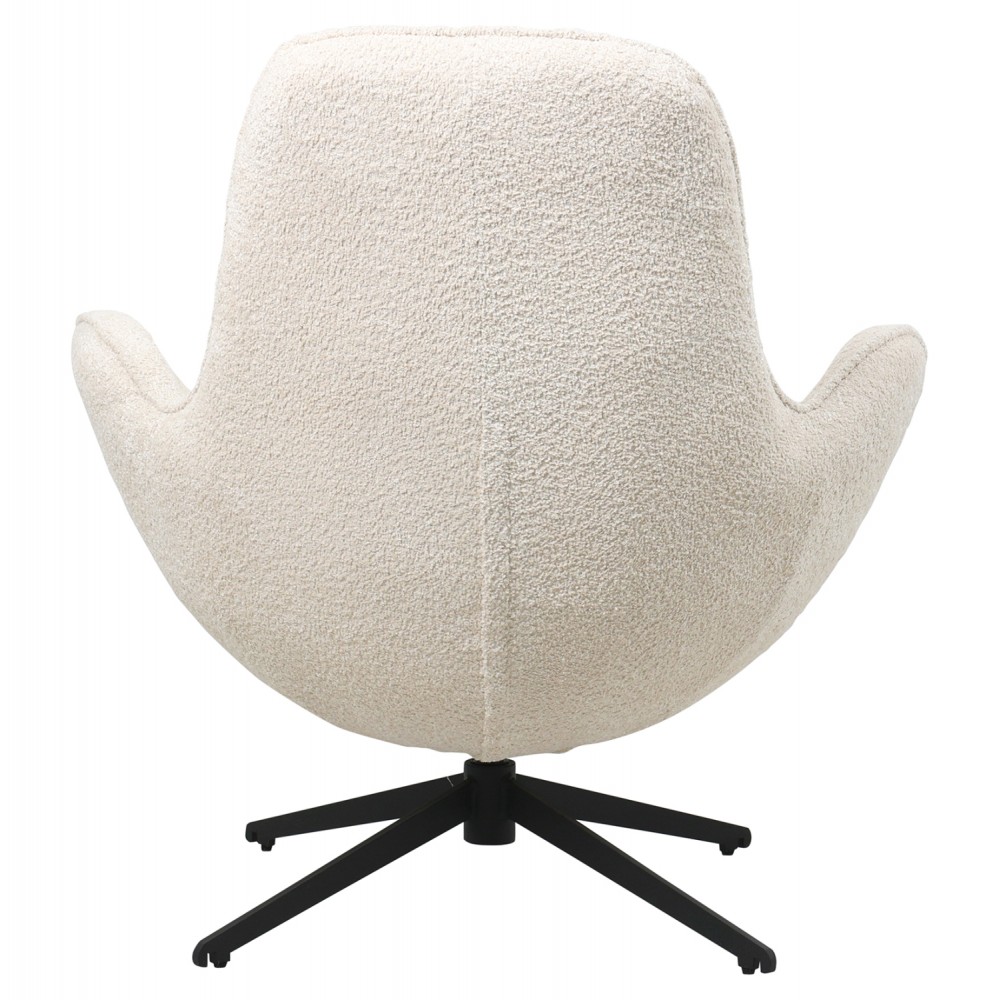 Πολυθρόνα περιστρεφόμενη "BRYNN" από ύφασμα μπουκλέ σε χρώμα εκρού 86x76x87