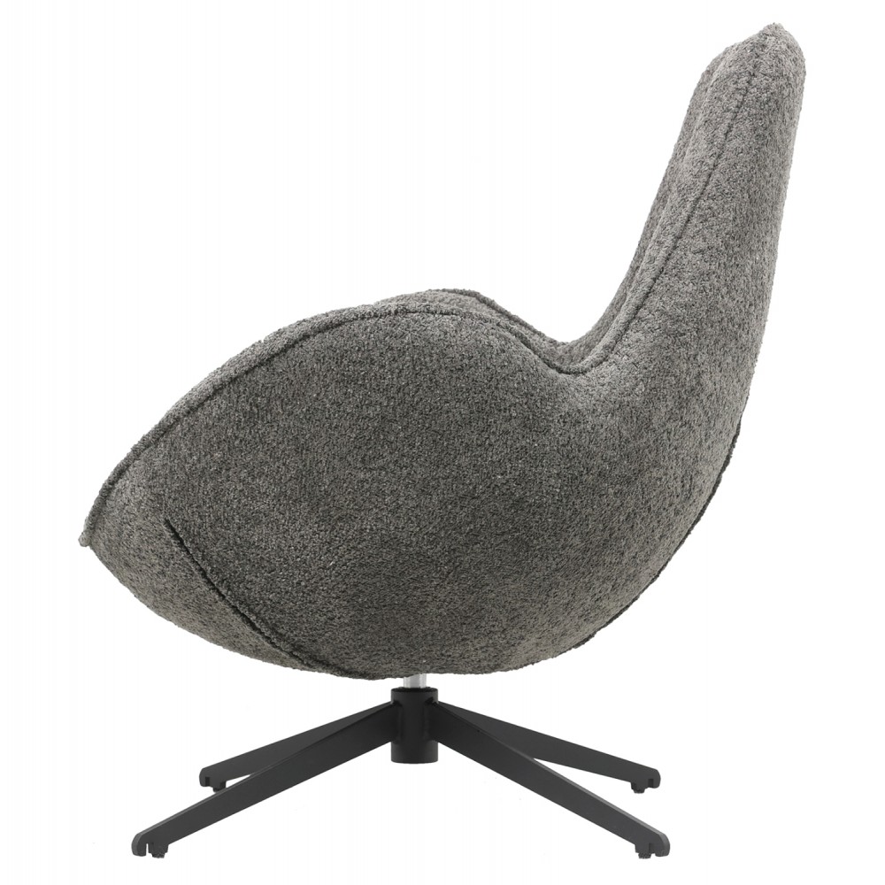 Πολυθρόνα περιστρεφόμενη "BRYNN" από ύφασμα μπουκλέ σε χρώμα γκρι 86x76x87