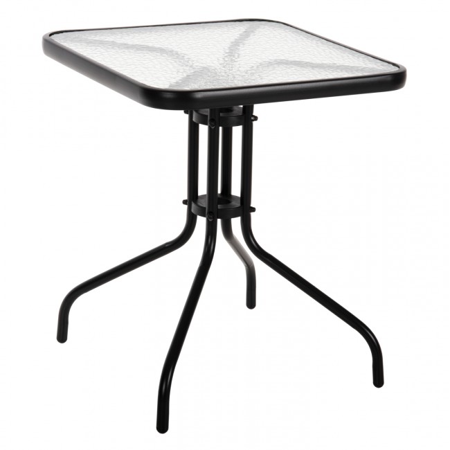 Τραπέζι εξωτερικού χώρου "FIGO" από μέταλλο/γυαλί σε μαύρο χρώμα 60x60x70