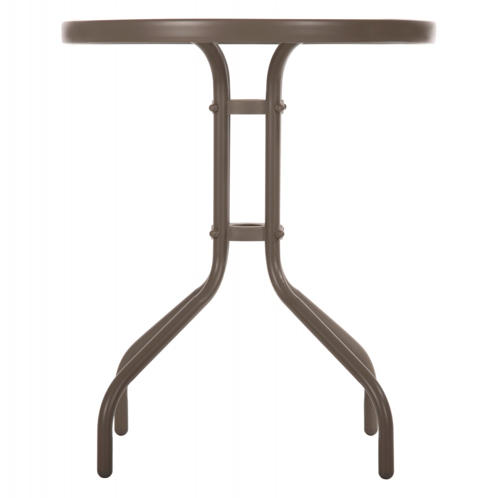 Τραπέζι εξωτερικού χώρου "LIMA" από μέταλλο/γυαλί σε σαμπανί χρώμα Φ60x70