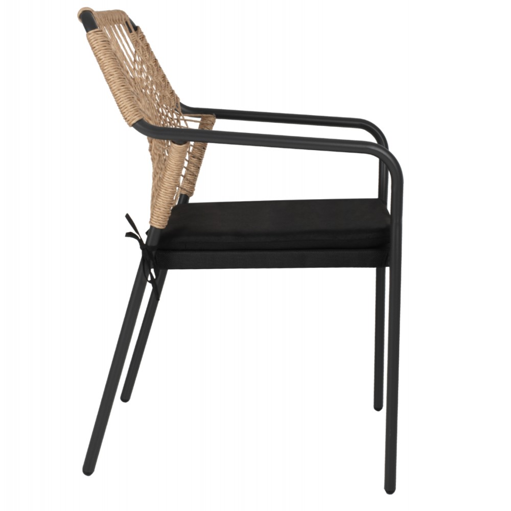 Πολυθρόνα "TROTTER" από αλουμίνιο/wicker σε γκρι/μπεζ χρώμα 56x60x85