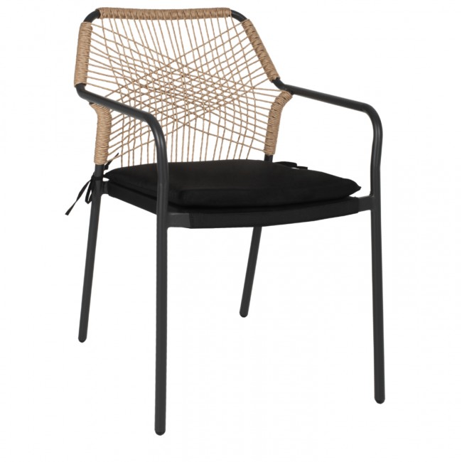 Πολυθρόνα "TROTTER" από αλουμίνιο/wicker σε γκρι/μπεζ χρώμα 56x60x85