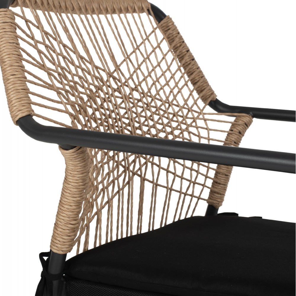 Πολυθρόνα "TROTTER" από αλουμίνιο/wicker σε γκρι/μπεζ χρώμα 56x60x85