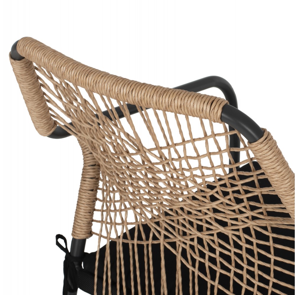 Πολυθρόνα "TROTTER" από αλουμίνιο/wicker σε γκρι/μπεζ χρώμα 56x60x85