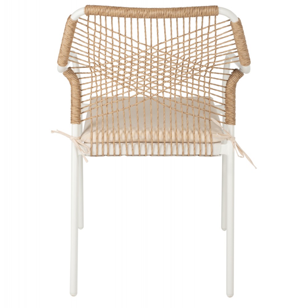 Πολυθρόνα "TROTTER" από αλουμίνιο/wicker σε λευκό/μπεζ χρώμα 56x60x85