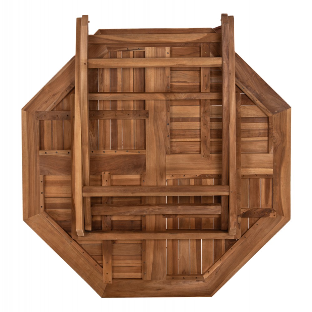 Σετ εξωτερικού χώρου "KENDALL" 5τμχ από ξύλο σε φυσικό χρώμα 120x120x75