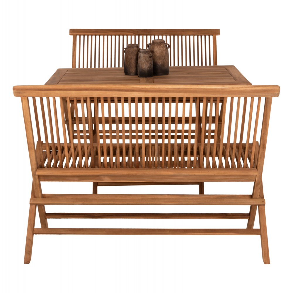 Σετ εξωτερικού χώρου "KENDALL" 3τμχ από ξύλο σε φυσικό χρώμα 120x80x75