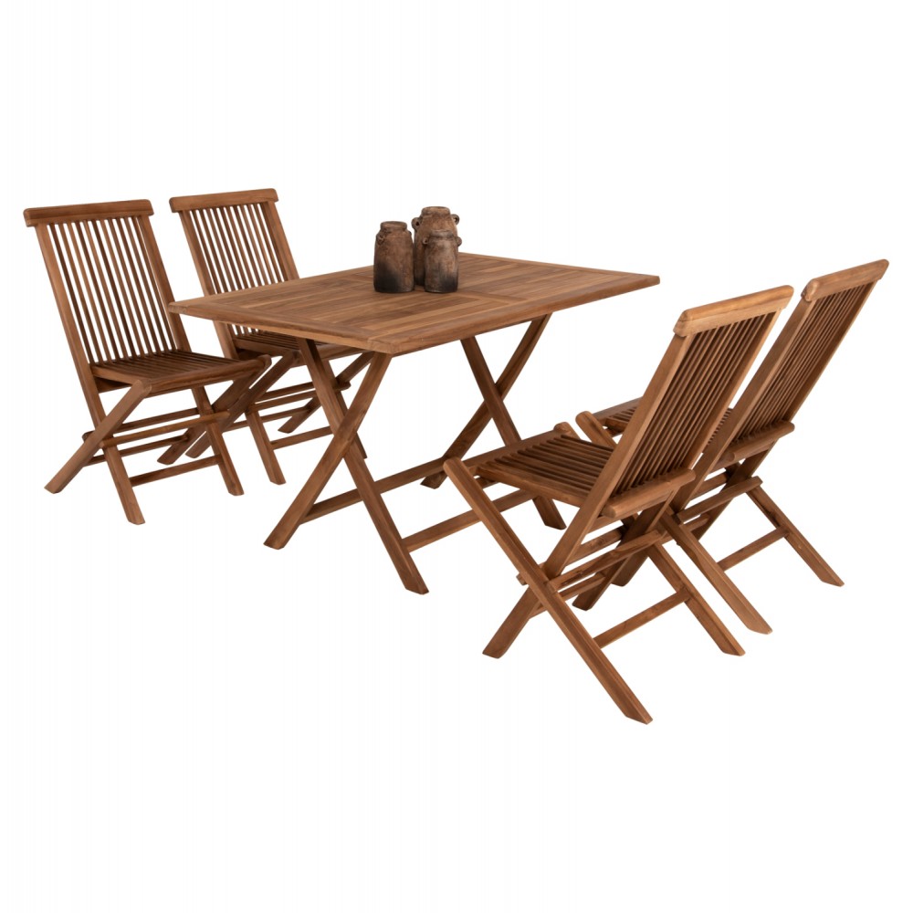 Σετ εξωτερικού χώρου "KENDALL" 5τμχ από ξύλο σε φυσικό χρώμα 120x80x75