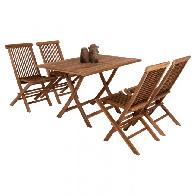 Σετ εξωτερικού χώρου "KENDALL" 5τμχ από ξύλο σε φυσικό χρώμα 120x80x75