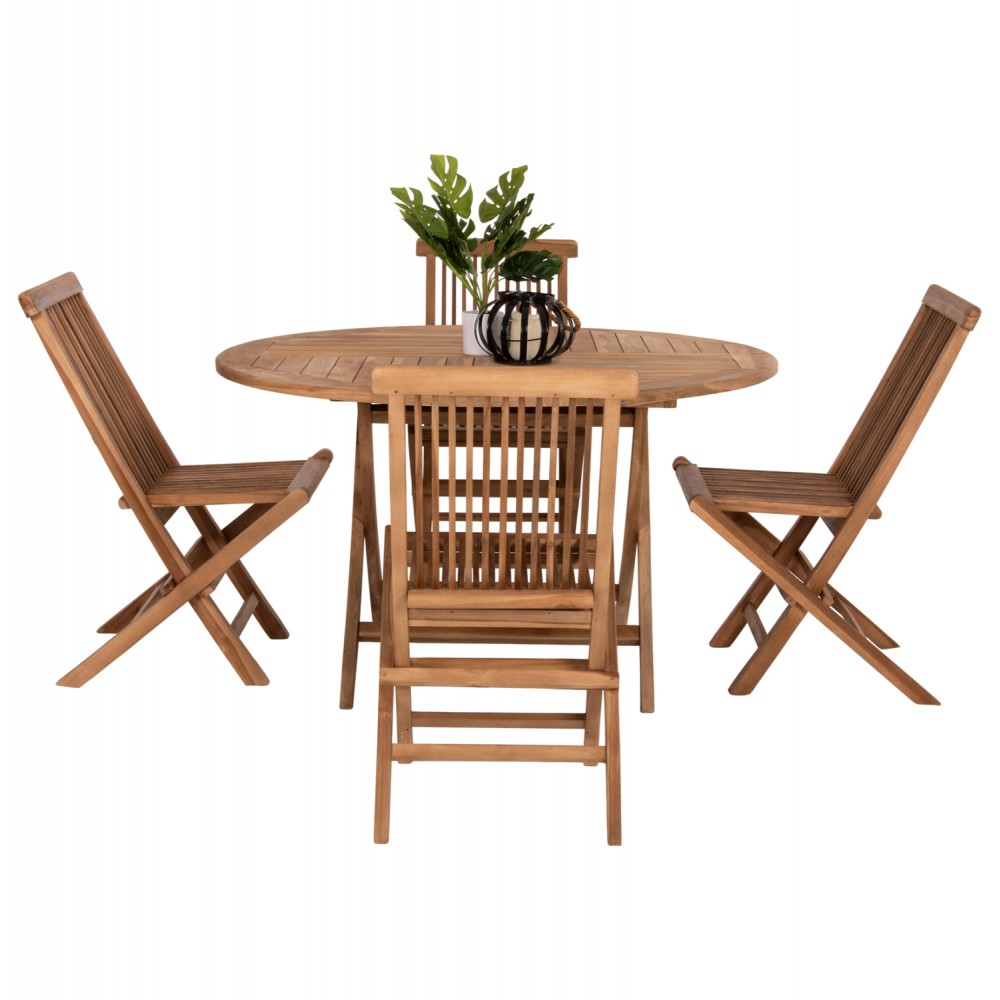 Σετ εξωτερικού χώρου "KENDALL" 5τμχ από ξύλο σε φυσικό χρώμα Φ106x73,5