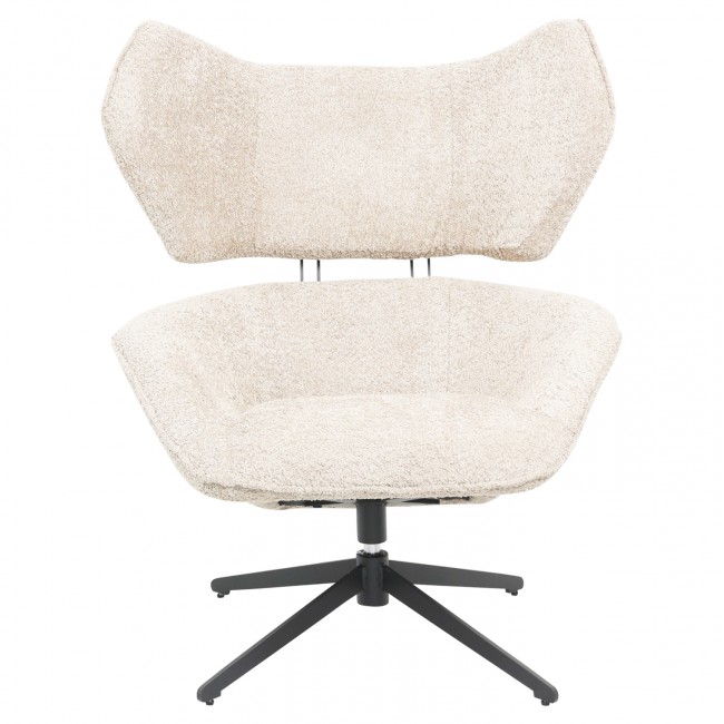 Πολυθρόνα περιστρεφόμενη "BRYLL" από ύφασμα μπουκλέ σε χρώμα εκρού 86x90x97