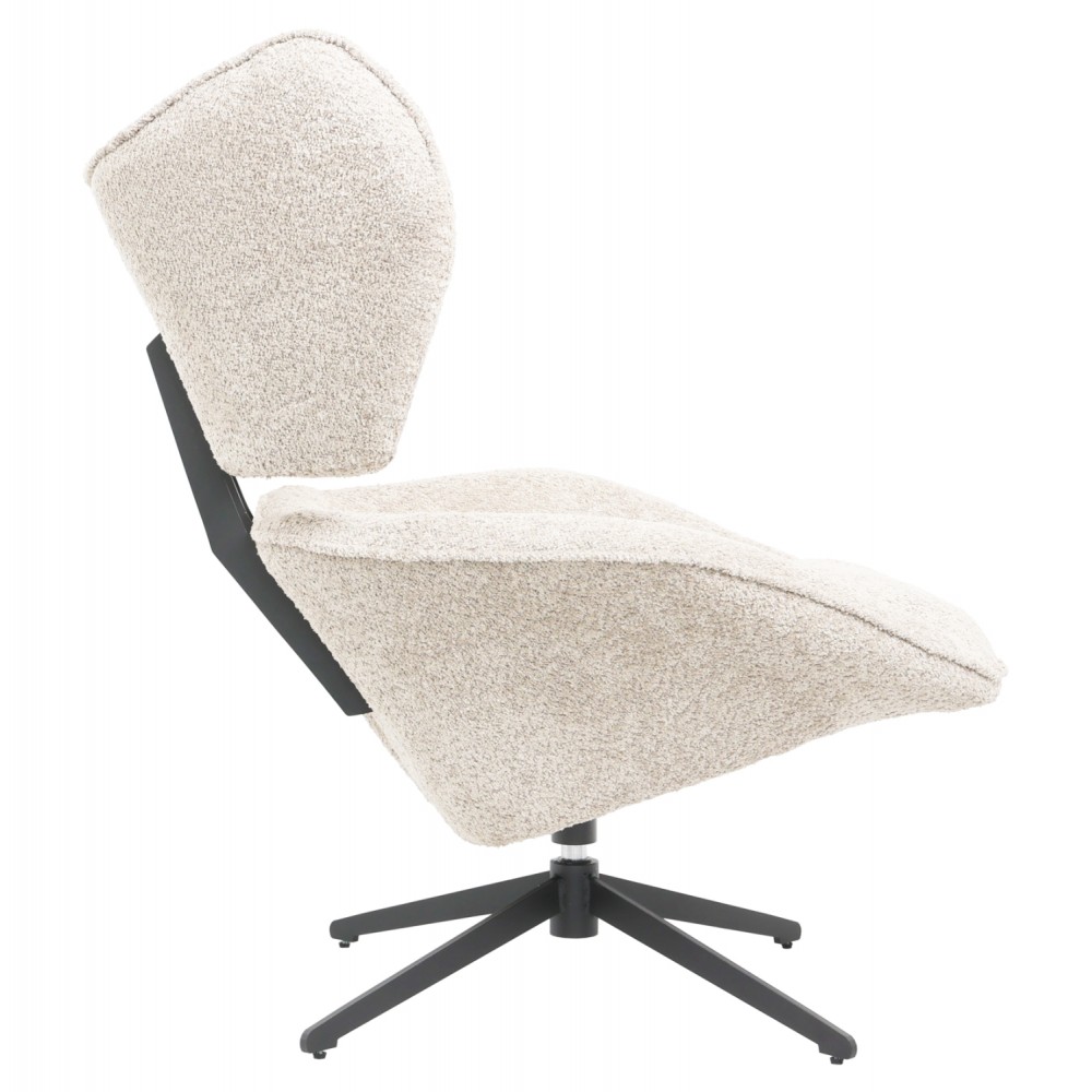 Πολυθρόνα περιστρεφόμενη "BRYLL" από ύφασμα μπουκλέ σε χρώμα εκρού 86x90x97