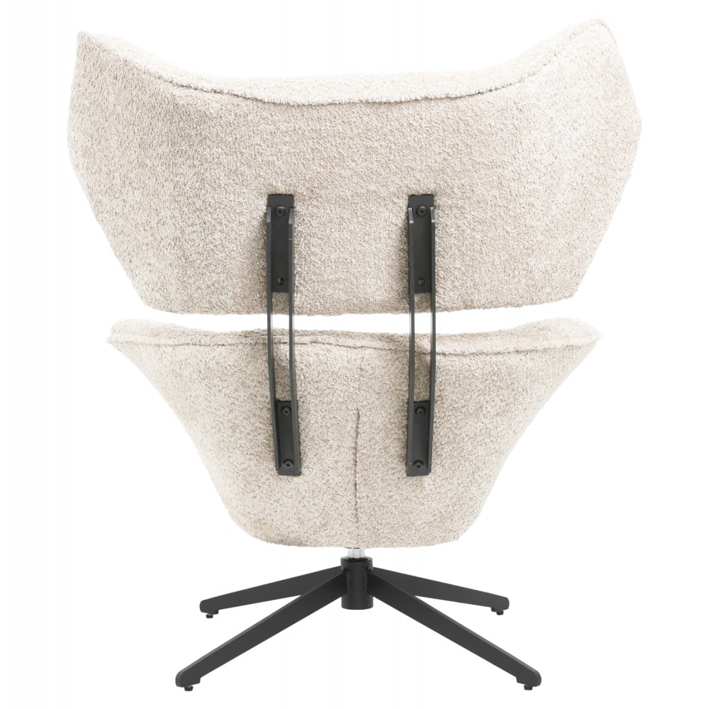 Πολυθρόνα περιστρεφόμενη "BRYLL" από ύφασμα μπουκλέ σε χρώμα εκρού 86x90x97