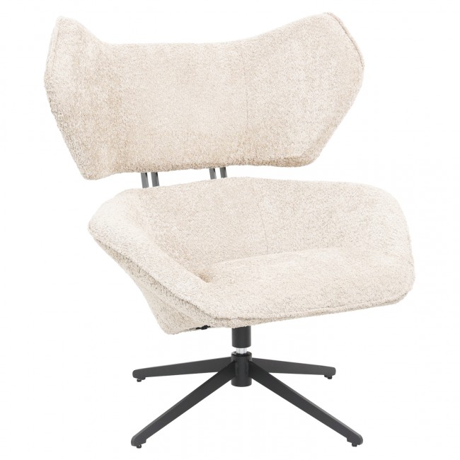 Πολυθρόνα περιστρεφόμενη "BRYLL" από ύφασμα μπουκλέ σε χρώμα εκρού 86x90x97