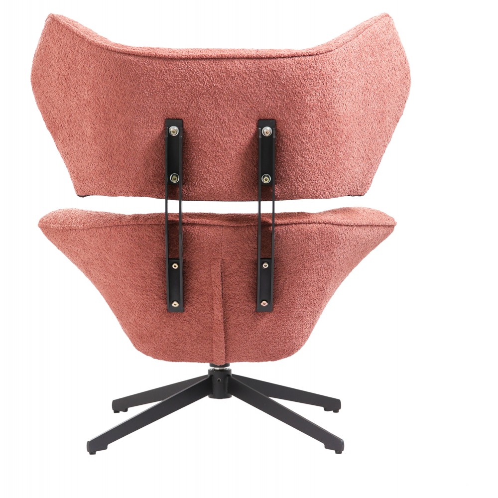 Πολυθρόνα περιστρεφόμενη "BRYLL" από ύφασμα μπουκλέ σε χρώμα ροζ 86x90x97