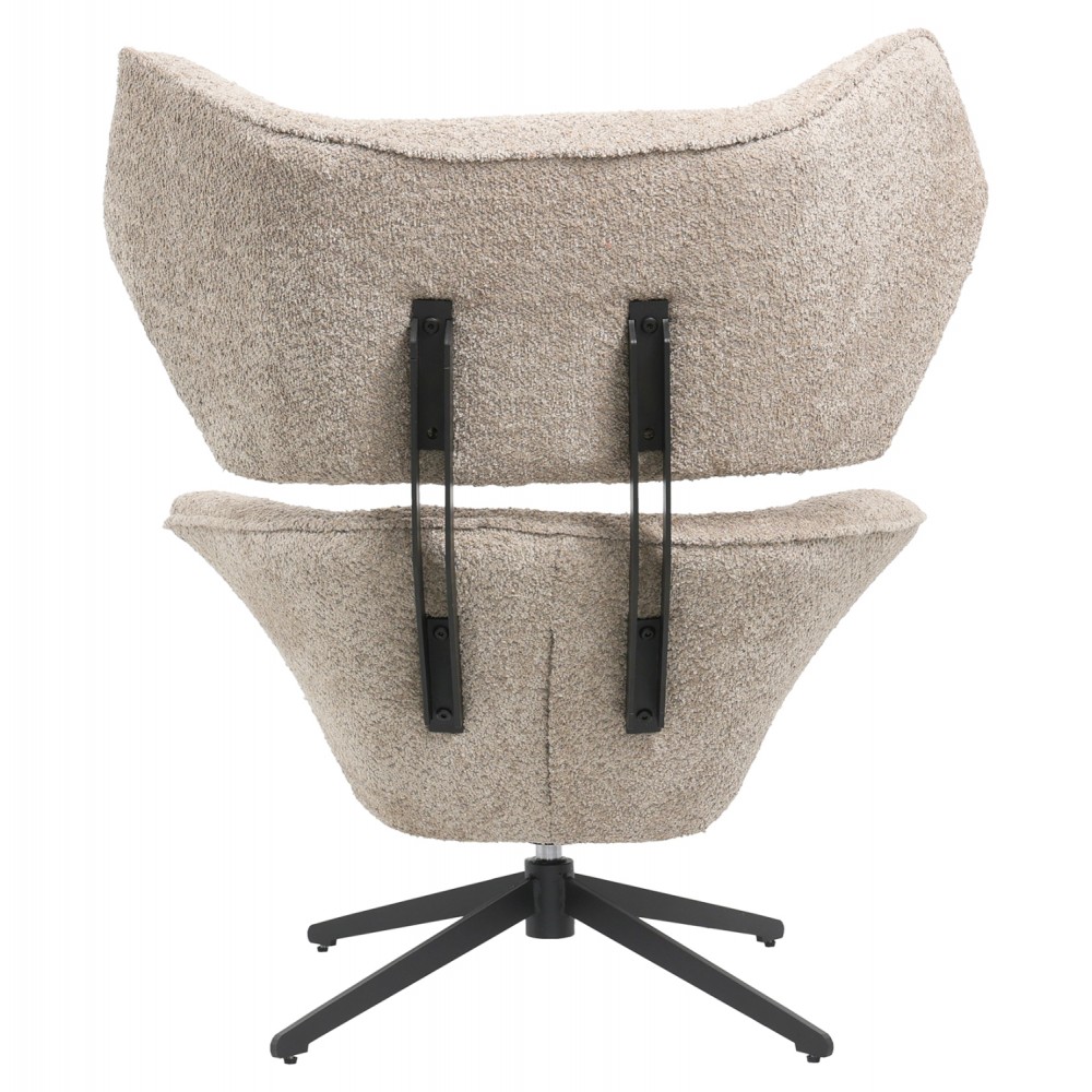 Πολυθρόνα περιστρεφόμενη "BRYLL" από ύφασμα μπουκλέ σε χρώμα μπεζ 86x90x97