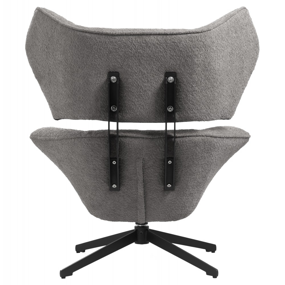 Πολυθρόνα περιστρεφόμενη "BRYLL" από ύφασμα μπουκλέ σε χρώμα γκρι 86x90x97