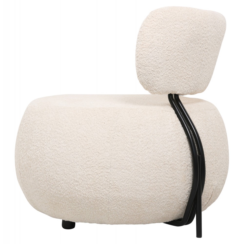 Πολυθρόνα "KARSEN" από ύφασμα μπουκλέ σε χρώμα εκρού 79x78,5x76